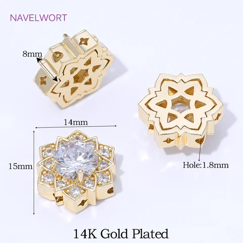 Разделители для бусин NAVELWORT золотые латунные с цирконами