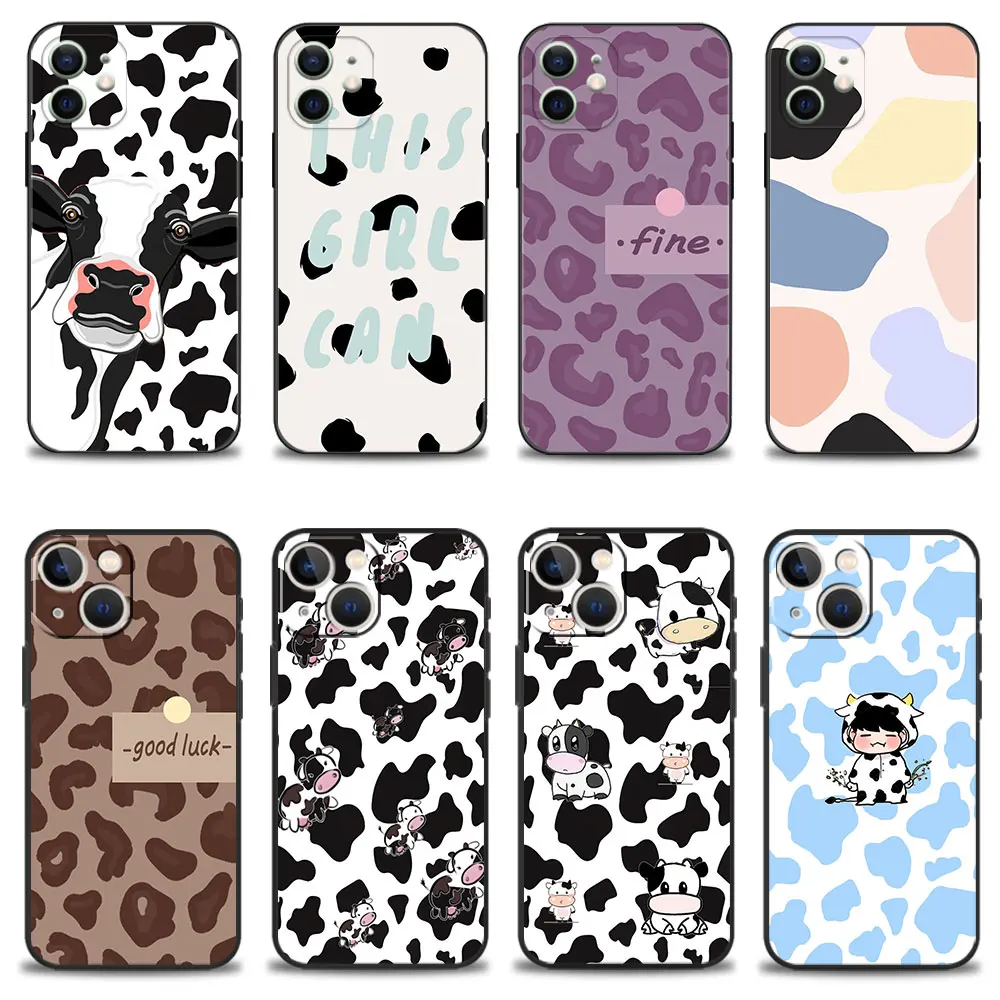 

For iPhone XS 7 14 11 8 Plus 12 13 Pro Max X XR SE2022 SE 5 6S 6 5S Mini Popular cow Etui Coque Silicone Cases