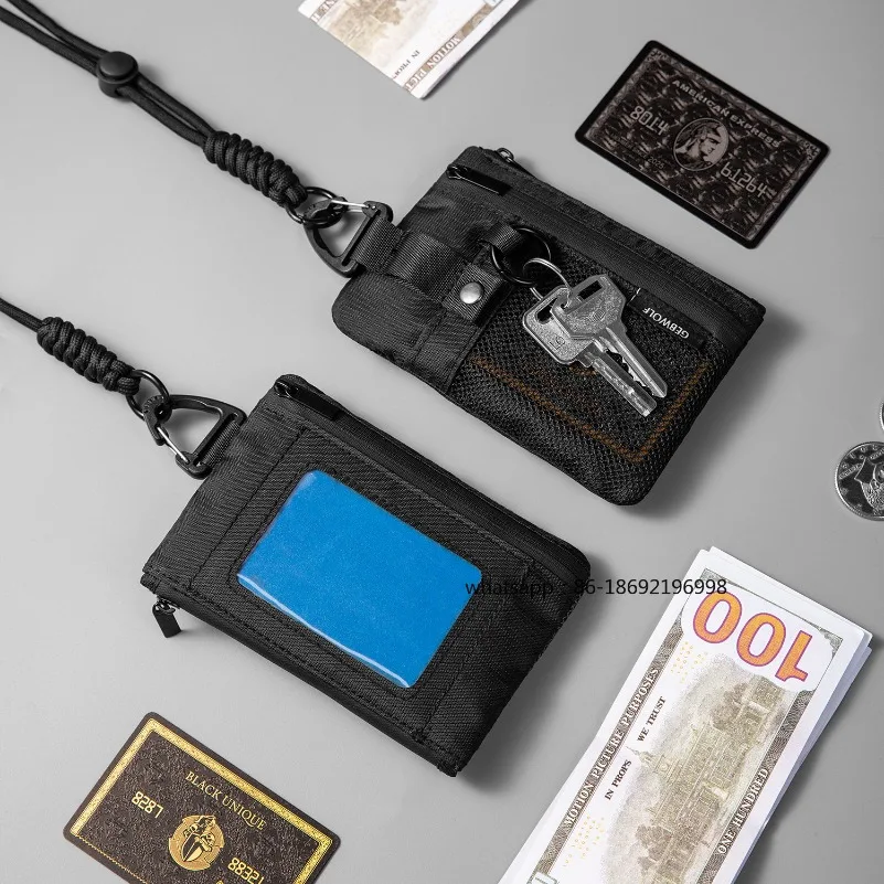 Фото Новая уличная сумка-кошелек с RFID-защитой от кражи, многофункциональная, для банковских карт и удостоверений личности, водонепроницаемая, на шею, для ключей №5