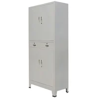 Office Filing Storage Cabinets Drawers Tall Bookcase Lockable with 4 Doors Steel 90x40x180cm Grey