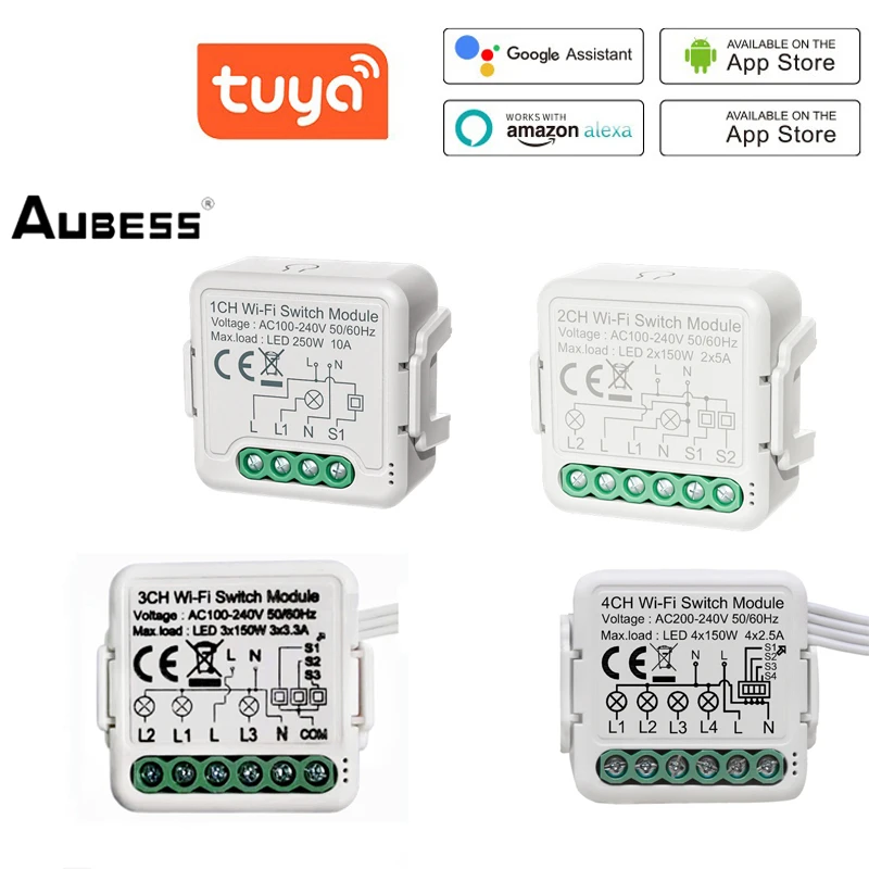 

Смарт-переключатель Tuya с Wi-Fi, 1/2/3/4 позиций