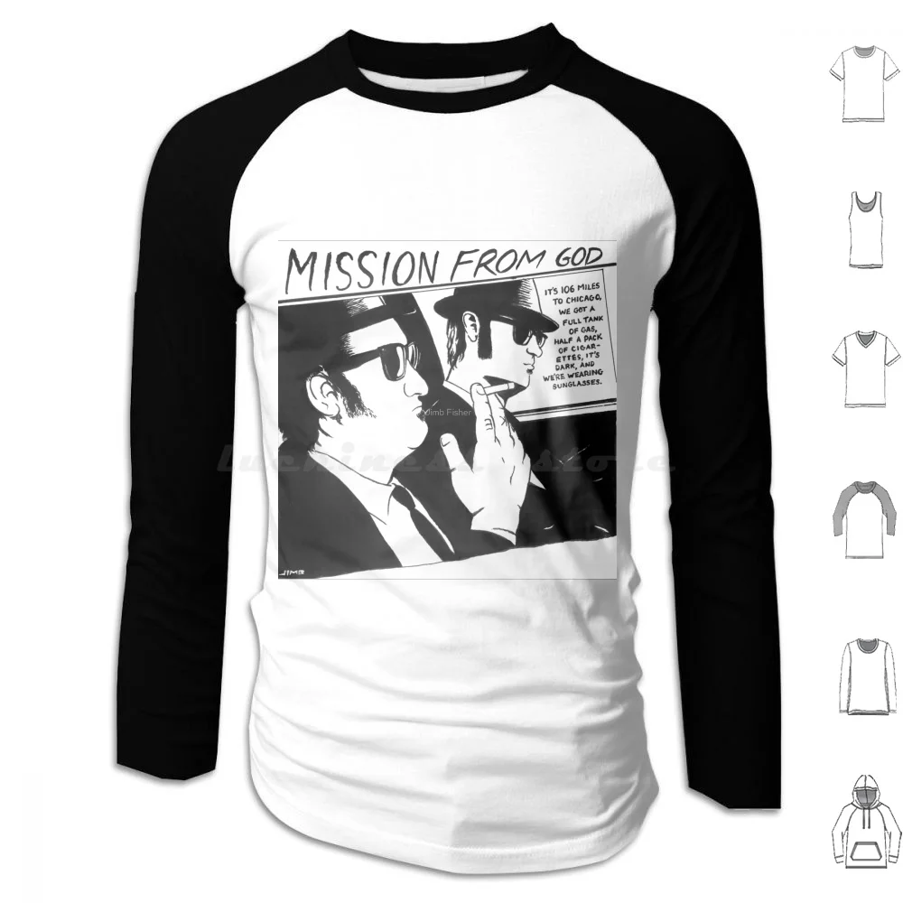 Толстовки Mission From Goo с длинным рукавом Blues Brothers Youth Pettibon Parody Lowbrow Belushi Aykroyd 90-х годов