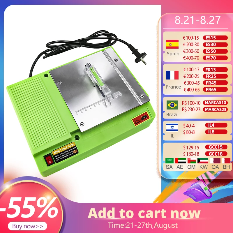 ALLSOME 220V Mini Table Saw Handmade Woodworking Bench Saws Cutting Tool 480W BG-3115