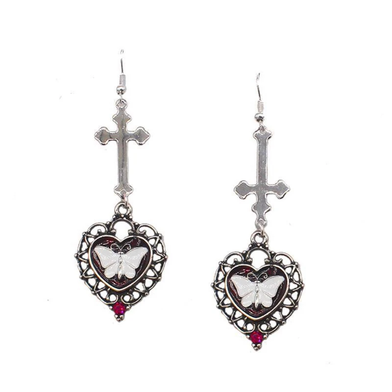 

Gothic for Cross Earrings for butterfly Earrings Exquisite Silver Earrings Charm