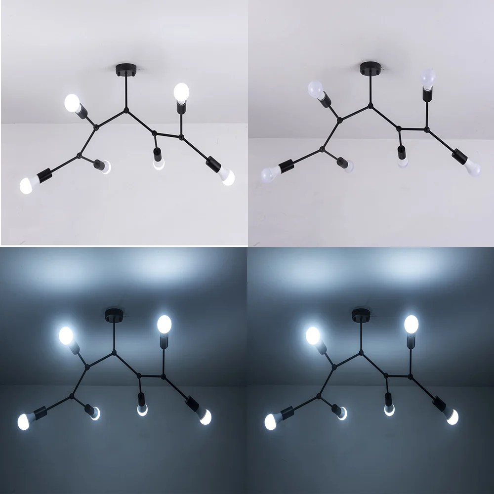 

Three to Six Heads Led ceiling light Vintage Industrial Loft ceiling lamp for Restaurant Bar Lights Home Lighting ceiling