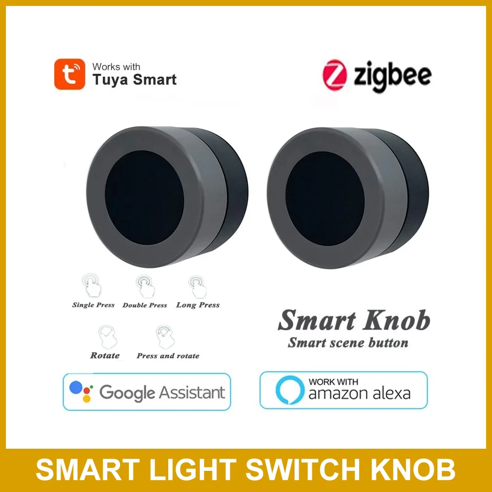 

Tuya ZigBee Smart Light Switch Knob Wireless Scene Button Controller Battery Powered Automation Scenario Via Zigbee Gateway