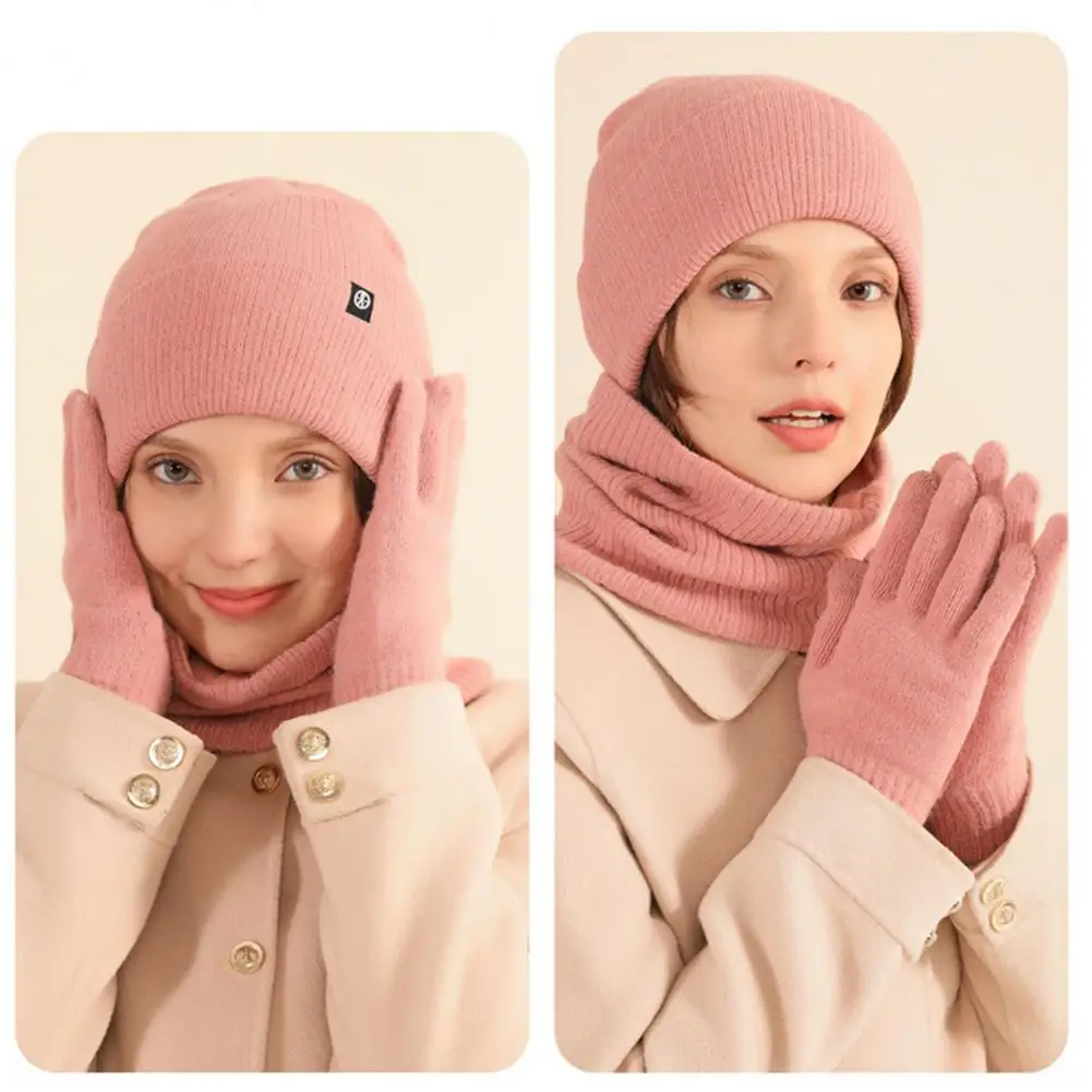 

Elastic Hat Winter Hat Scarf Gloves Set Warm Elastic Anti-slip Protection for Neck Head Hands Cozy Windproof Outdoor Cycling Cap