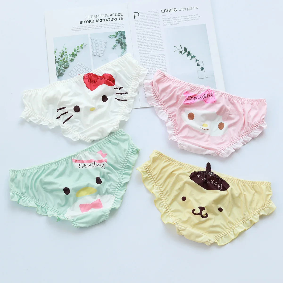 

Kawaii Sanrio, Hello Kitty трусики My Melody понравило Pom пурин с милым принтом мягкие и Гладкие трусики с низкой посадкой для девочек Подарки