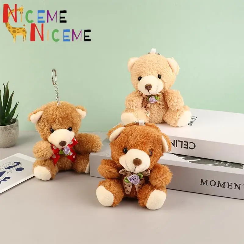

12CM Kawaii Plush Bear Doll Cute Cartoon Stuffed Tie Bear Keychain Bag Pendant For Children Girls Birthday Gifts