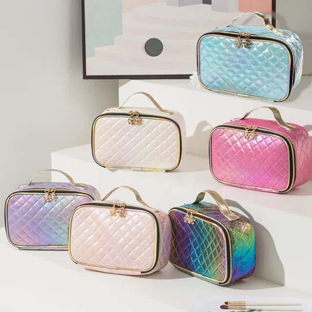 

Functional Cosmetic Bag Women Fashion PU Leather Travel Make Up Necessaries Organizer Zipper Makeup Case Pouch Toiletry Kit Bag