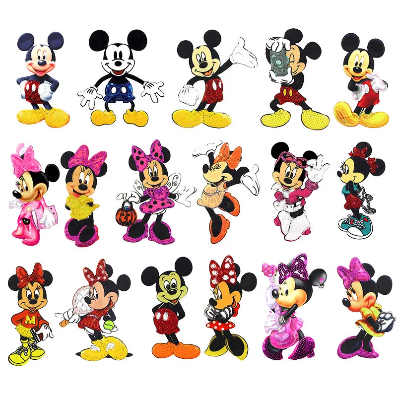 Нашивки на одежду с блестками Диснея Микки и Минни Маус нашивки сделай сам