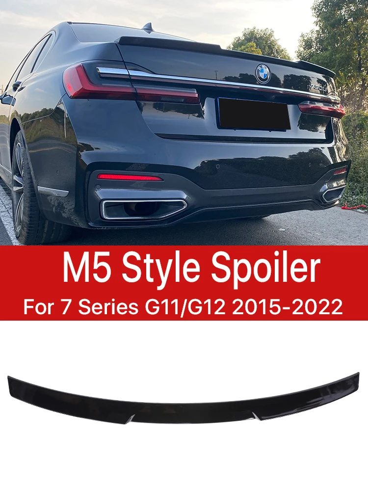 

Gloss Black Rear Bumper Lip Roof Trunk Wing Tail M5 Style Spoiler Kit Splitter for BMW 7 Series G11 G12 2015 -2022 Carbon Fiber