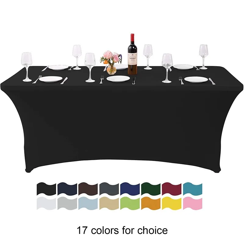 

Table Cover Fitted Rectangular Tablecloth Spandex Stretchable Fabric Lycra Tablecloth Wrinkle-Free for Party Dj Tradeshows