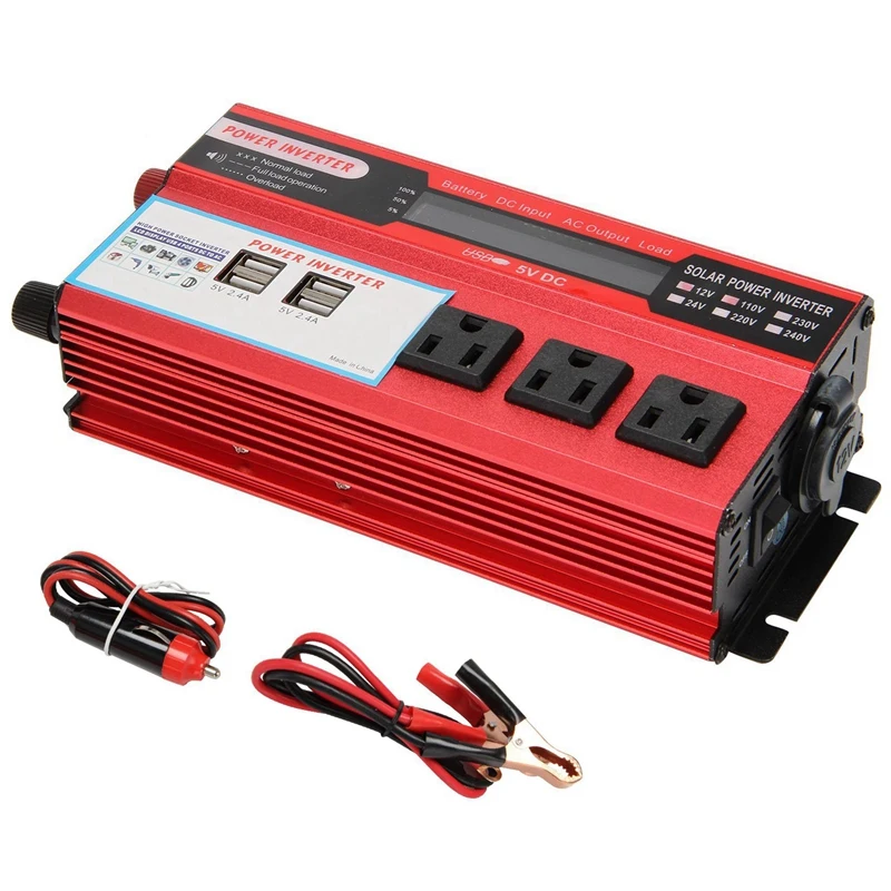 

2X 4000W Car Power Inverter Sine Wave DC 12V To AC 110V 120V Solar Converter 4 USB Converter US Plug