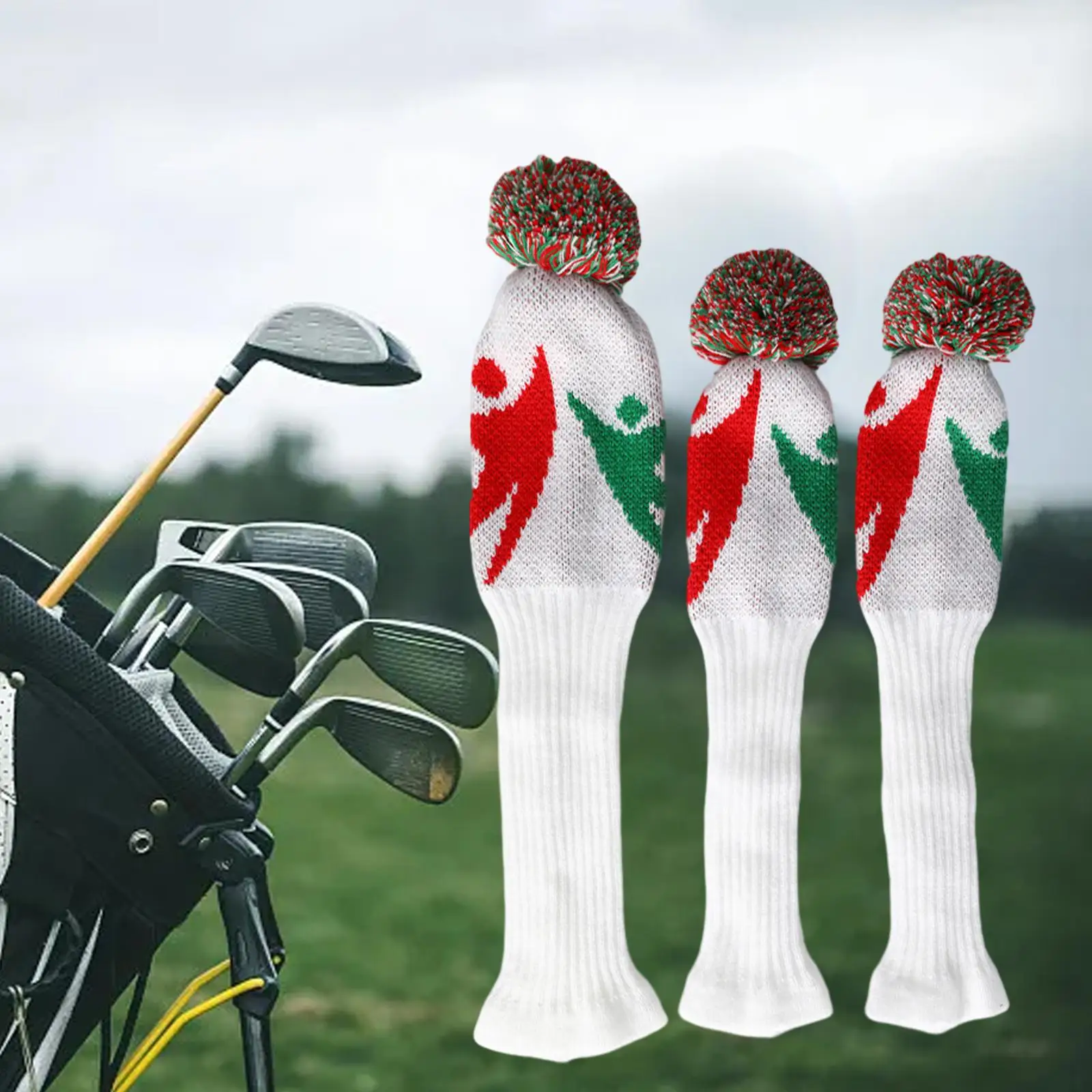 

3Pcs Knitted Golf Club Head Covers Golf Headcovers Gift for Outdoor Training