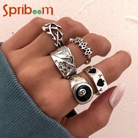 poker rings set for women men hollow heart butterfly hip hop ring punk snake animal joint ring gothic personality jewelry punk