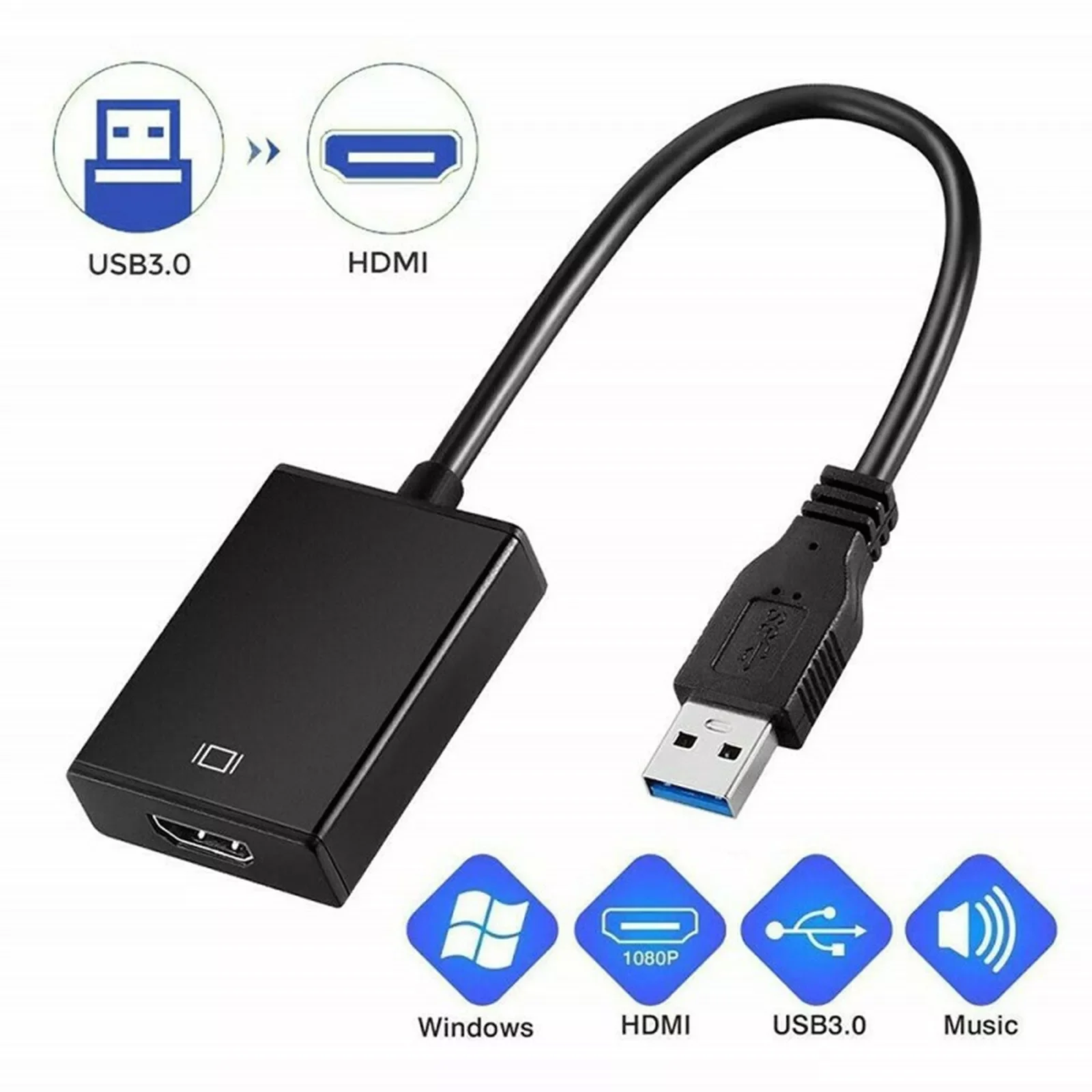 

USB 3.0 To HDMI-compatible Female Converter HD Adapter Cable Laptop Projector Converter Adapter Dropshipping
