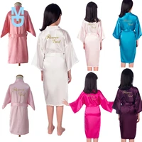 new wholesale link flower girl robe gold glitter children satin silk kimono solid color kids sleepwear for wedding spa party