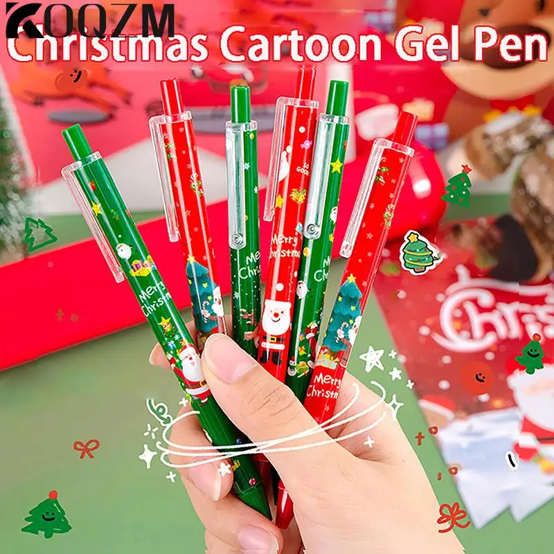 

Мультяшная Рождественская гелевая ручка с нажимом, подарок, олень, Счастливого Рождества, домашний декор, шариковая ручка с Санта-Клаусом, дерево, канцелярские принадлежности, школьные принадлежности