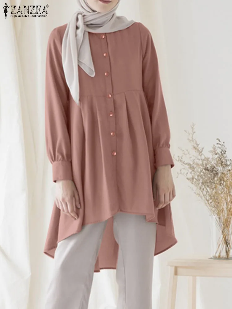 2023 модная Осенняя мусульманская рубашка ZANZEA абайя топы хиджаб одежда Женская