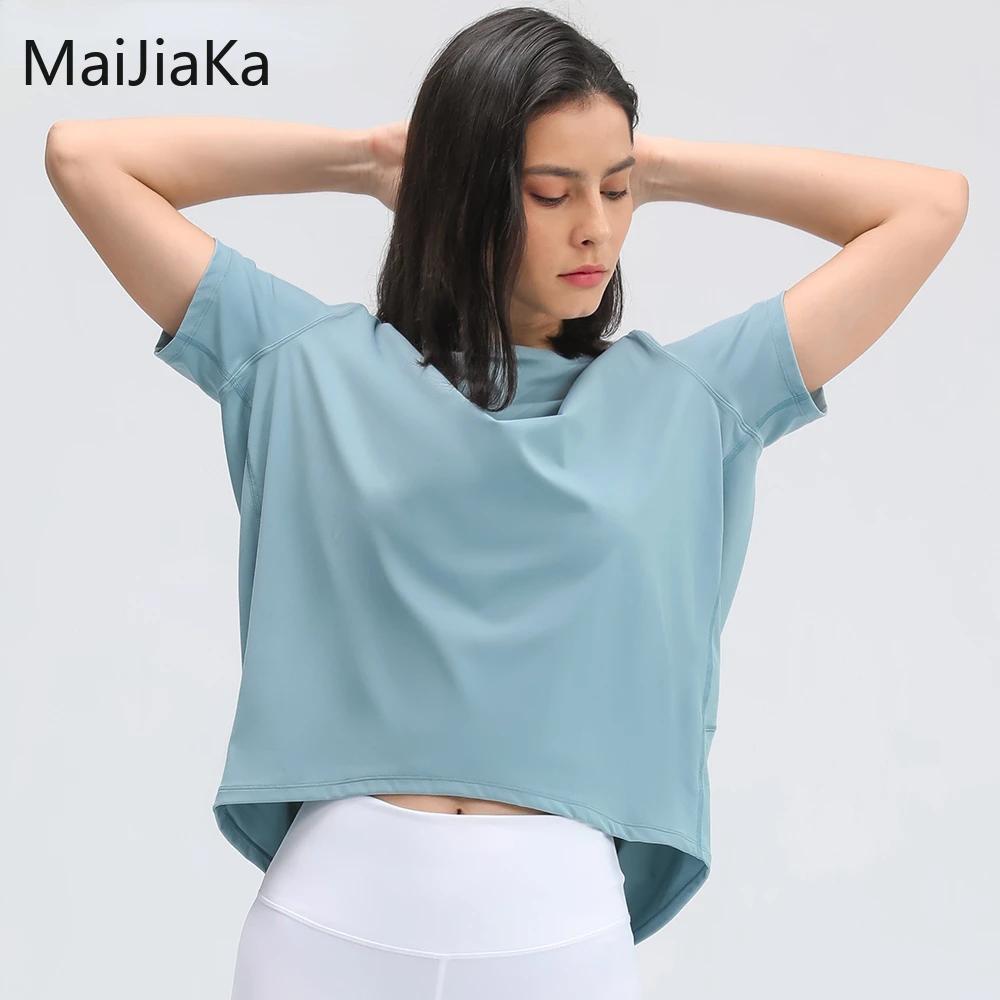 

SHINBENE Loose Fit Sport Training Short Sleeved Shirts Women Naked Feel Anti-sweat Yoga Gym Athletic T-shirt Tops Sportswear