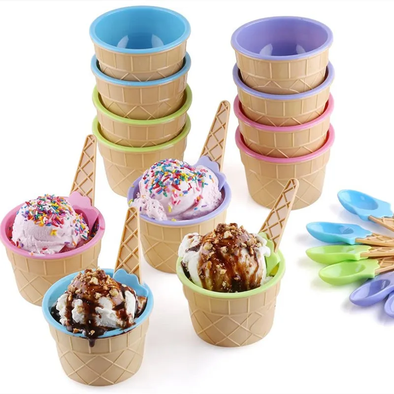 Kids Ice Cream Bowl Spoon Set Durable Children Gift Dessert 