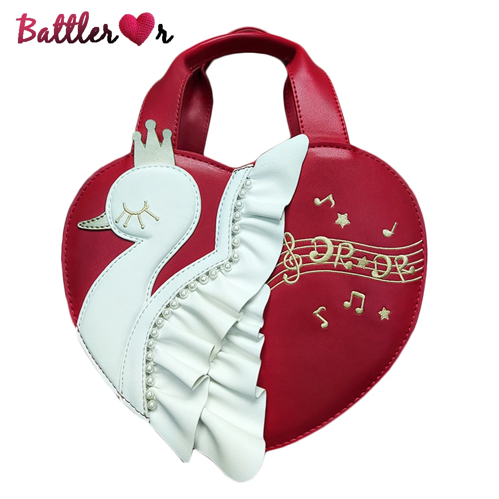 Lolita Heart Shape Handbag for Women Luxury Designer Shoulder Bags Goose Design Retro Totes Elegant Sweet Mobile Phone Bag Purse