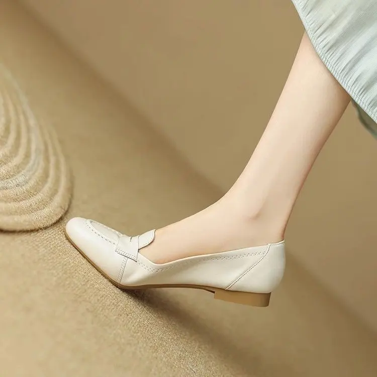 Туфли женские кожаные люксовые повседневные лоферы удобная уличная модная обувь