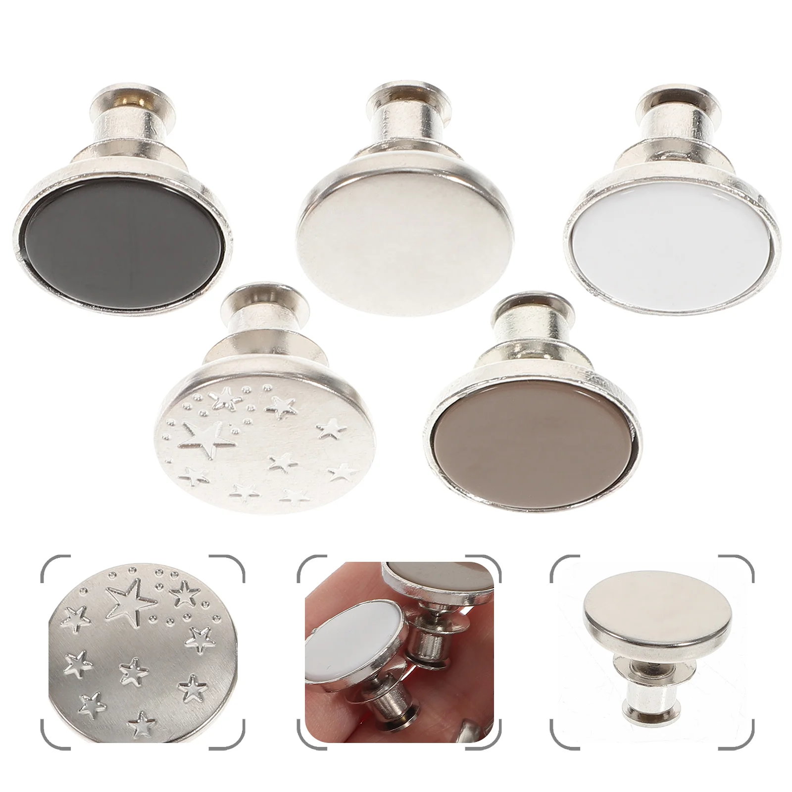 

10 Pcs Button Instant Buttons Metal Brass Fasteners Snap Thin Waist Canvas Belt DIY Press Stud Clothes Setting Tool