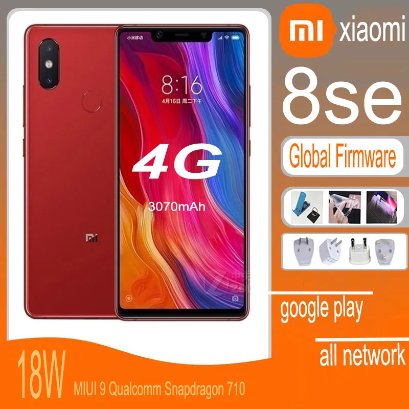 redmi SmartphoneXiaomi MI 8 SE Global version celular Snapdragon 710 3120 mAh Fast charging 18W