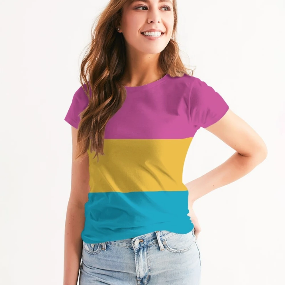 

Women's T-shirt Fashion Lesbian Flag Printed Short Sleeve Round Neck LGBT Casual T-shirt Loose Tops