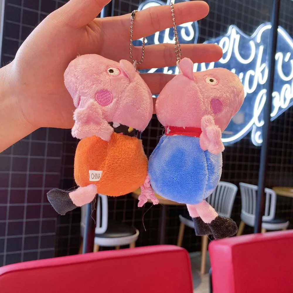 

10CM Peppa Pig Plush Doll Toy Keychain Cute Animal George Soft Stuffed Pendant Chains Accessories Toys Children's Birthday Gift