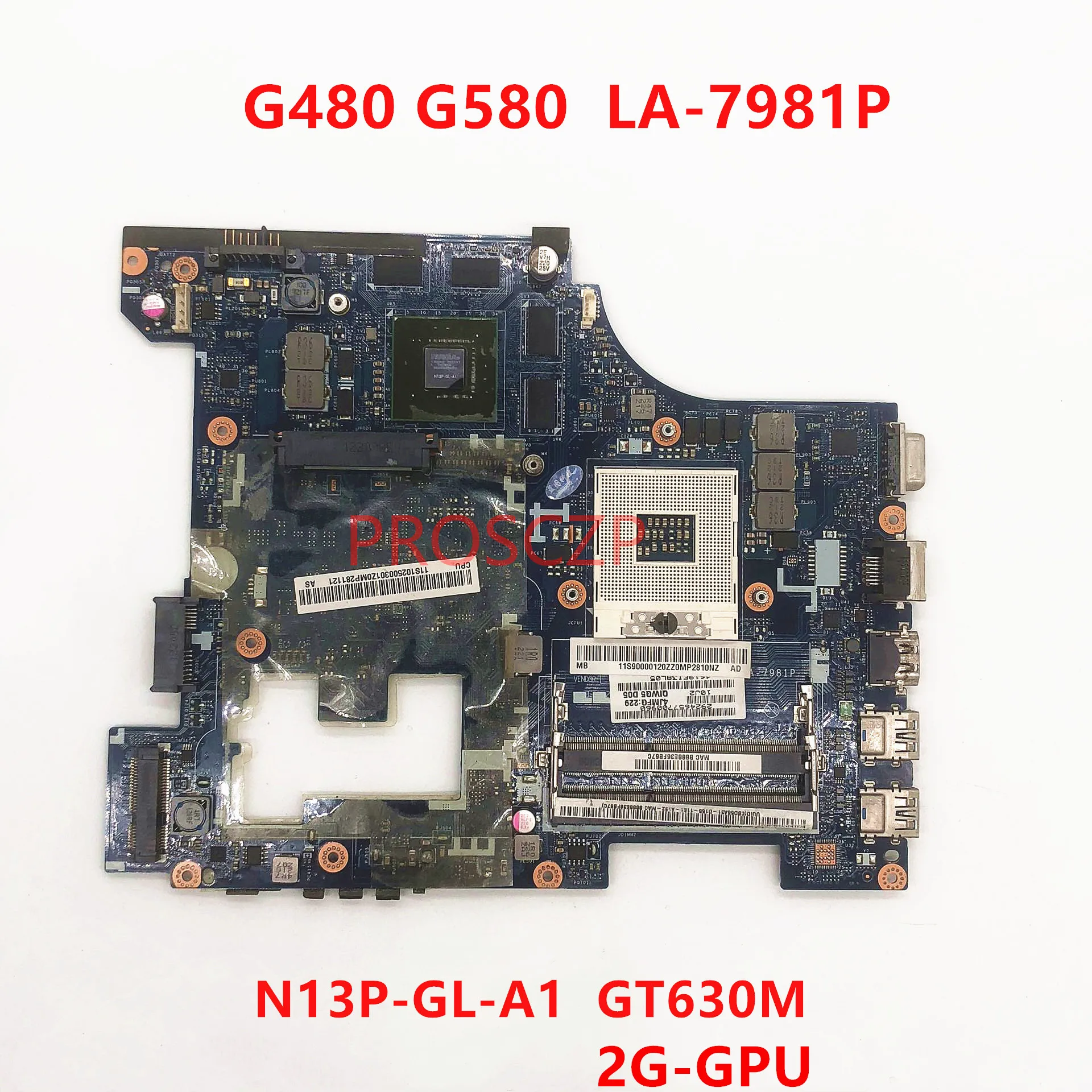 

LA-7981P LA-7988P Mainboard For Lenovo Ideapad G480 G580 Laptop Motherboard With HM76 DDR3 GT630M/GT635M 2G-GPU 100% Full Tested