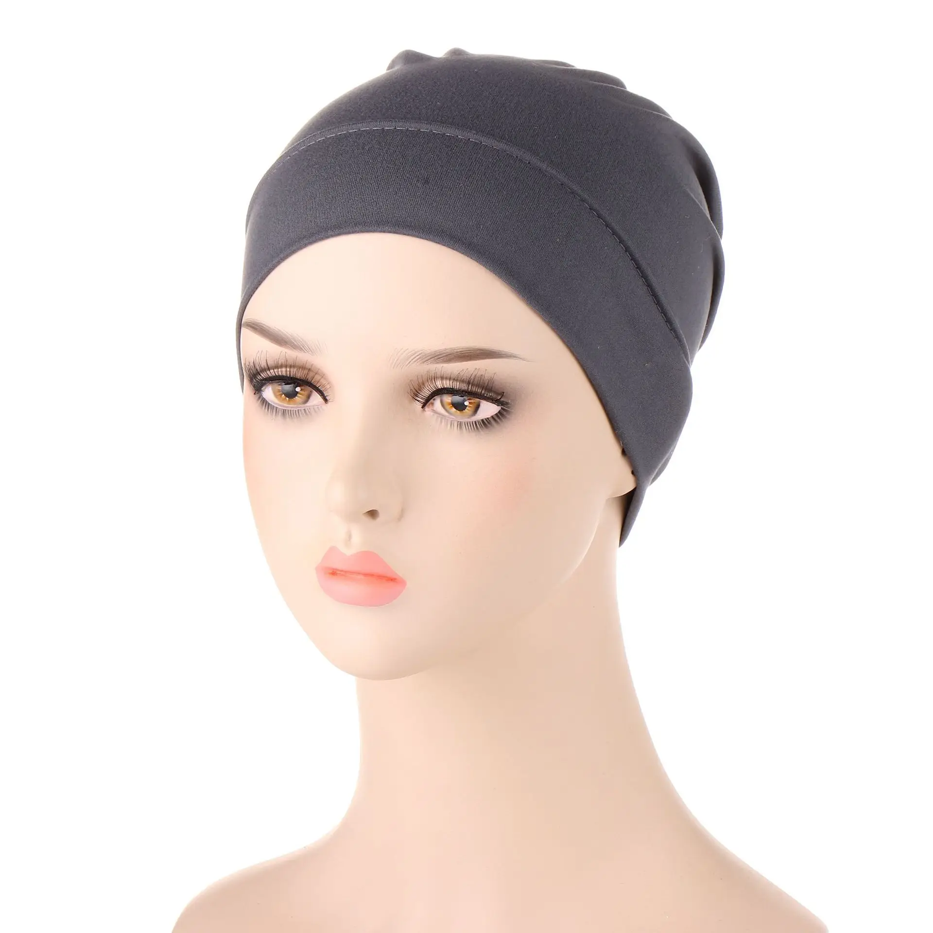 

2022 New Muslim headscarf cap European and American fashion frosted milk silk ponytail with a bottom cap