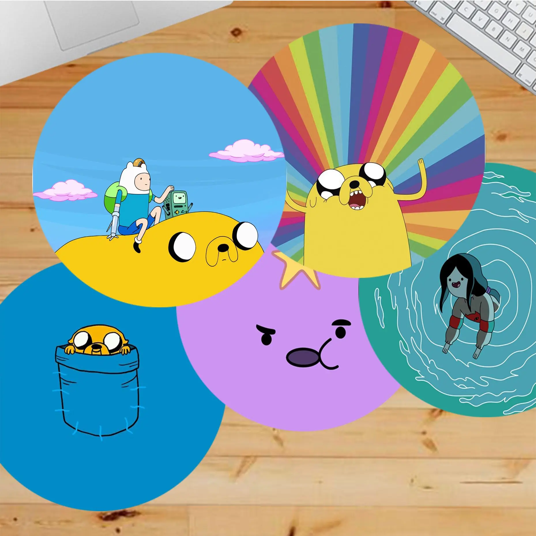 Маленький круглый Офисный Компьютерный коврик Adventure Time настольная клавиатура
