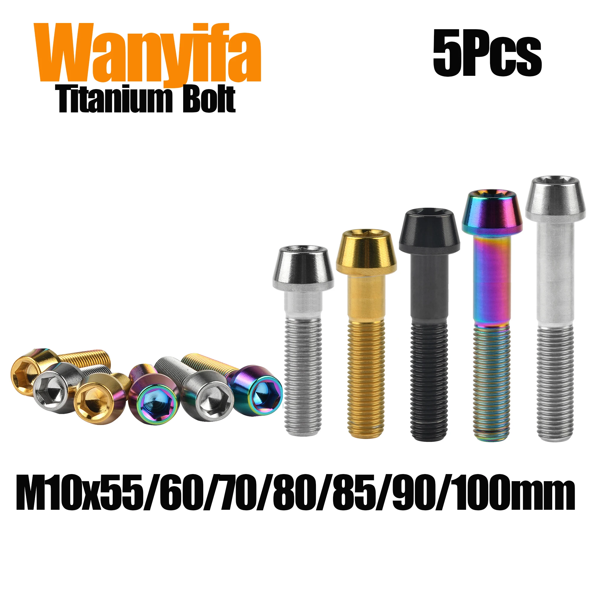 

Набор велосипедных болтов Wanyifa M10x55/60/70/80/85/90/100 мм, винты с шестигранной втулкой из титанового сплава для горных велосипедов, фиксированные детали