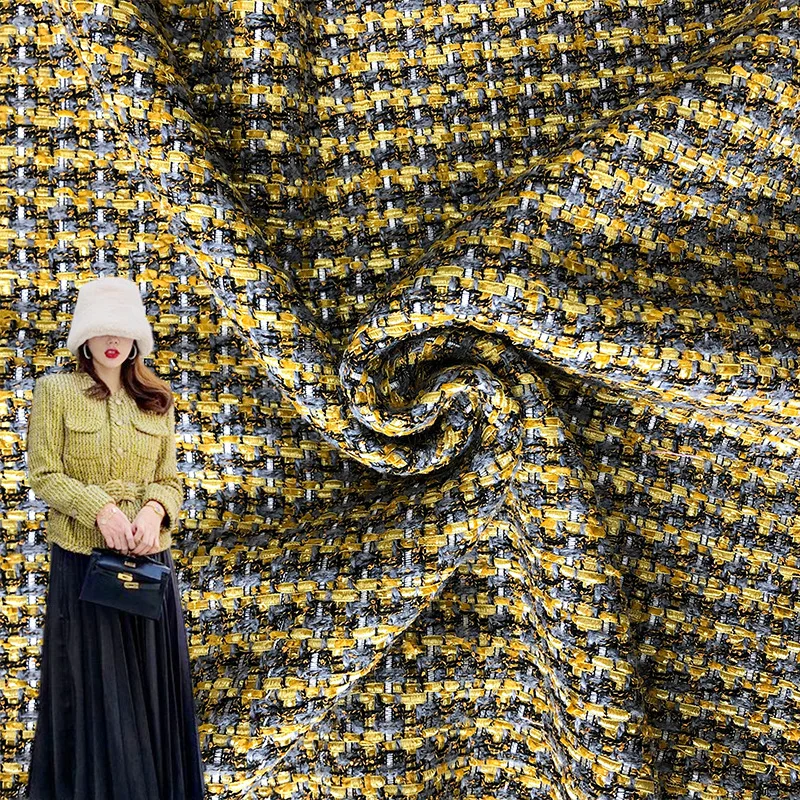 

Ткань твидовая окрашенная в желтую и серую пряжу, 50x145 см