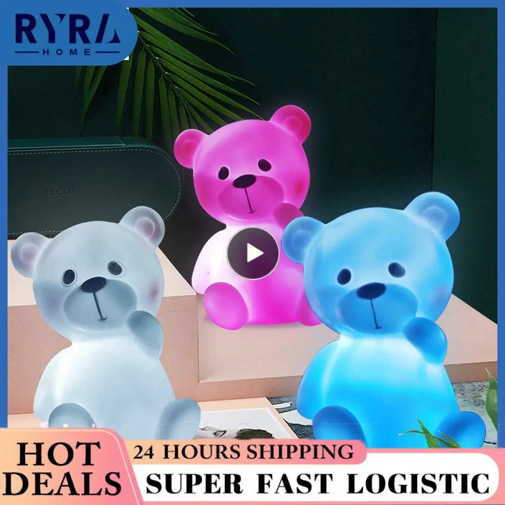 

Lighting Decorative Night Light Enamel Creative Bedside Lamp Child Toy Kids For Birthday Gift Cartoon Bear Night Light Glow