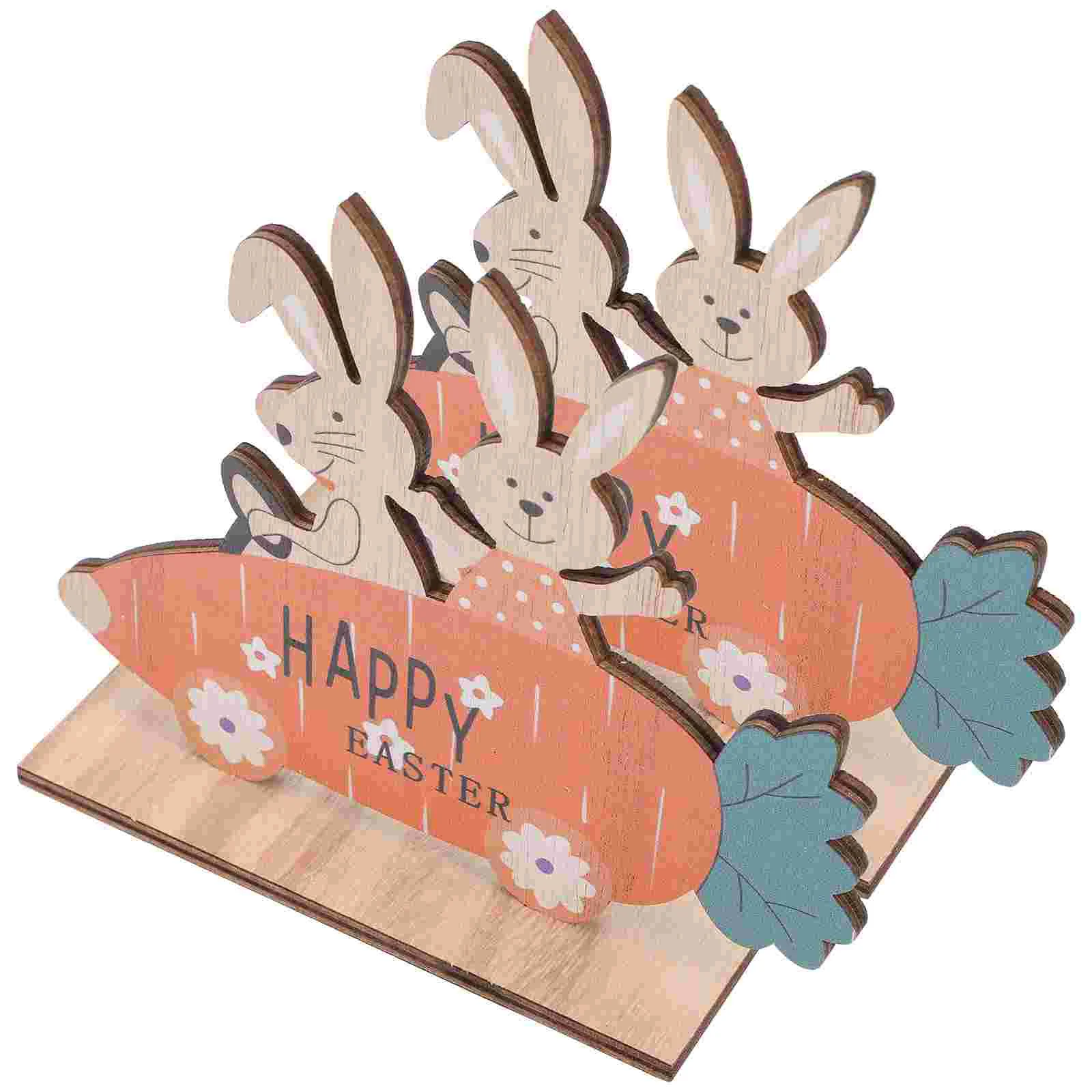 

Easter Sign Table Decor Wood Wooden Bunny Spring Signs Tabletop Decorations Cutout Happy Farmhouse Centerpiece Decorative Tiered