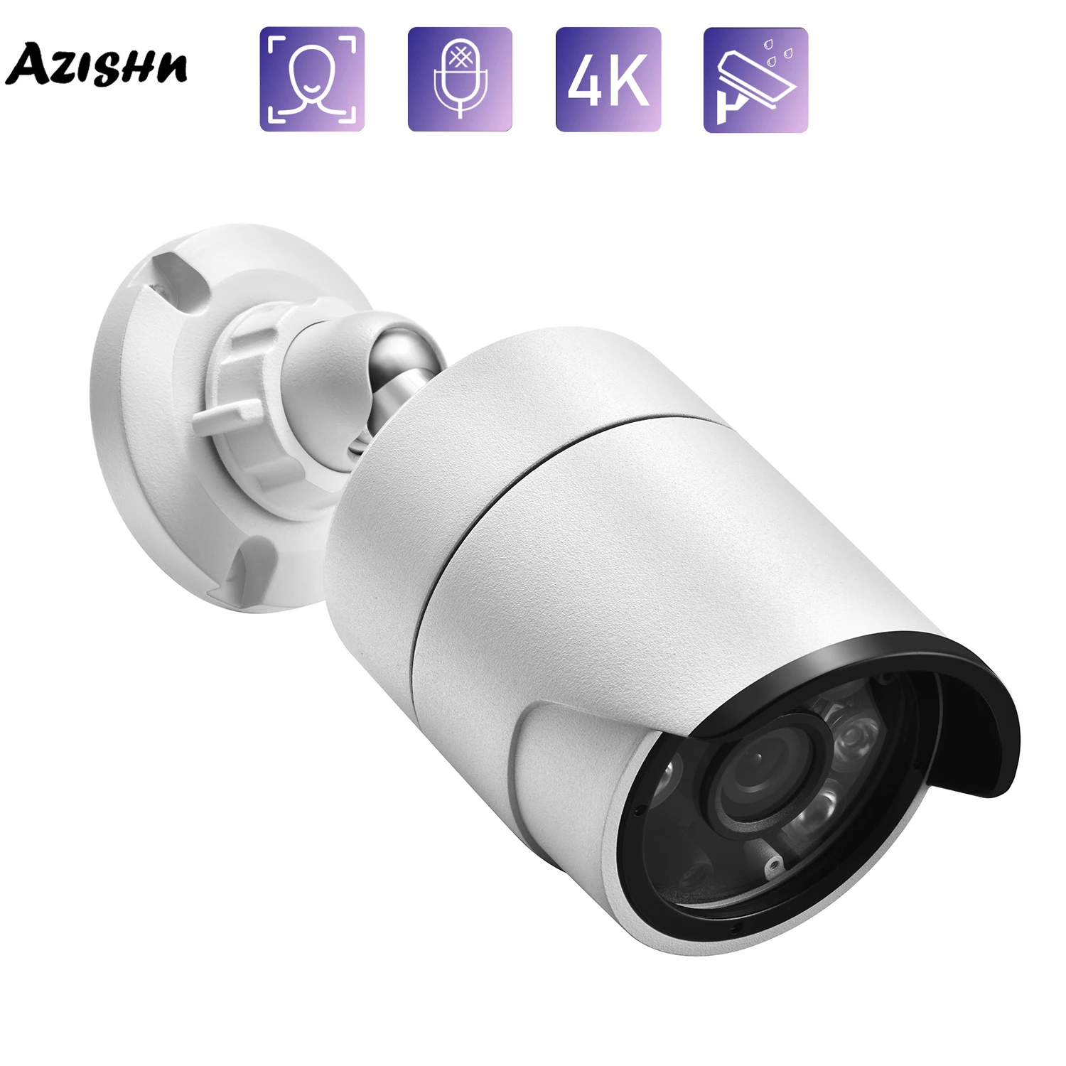 

AZISHN 8MP 4K IP Camera POE 5MP 4MP Audio Security Cameras Outdoor H.265 Onvlf Bullet CCTV Night Vision Video Surveillance