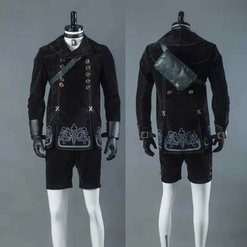 Фото NieR Automata YoRHa No.9 Type S Костюмы для косплея 9S Униформа Куртка + брюки + рюкзак + подтяжки + перчатки + галстук + чулки + HOv; 6,a №4