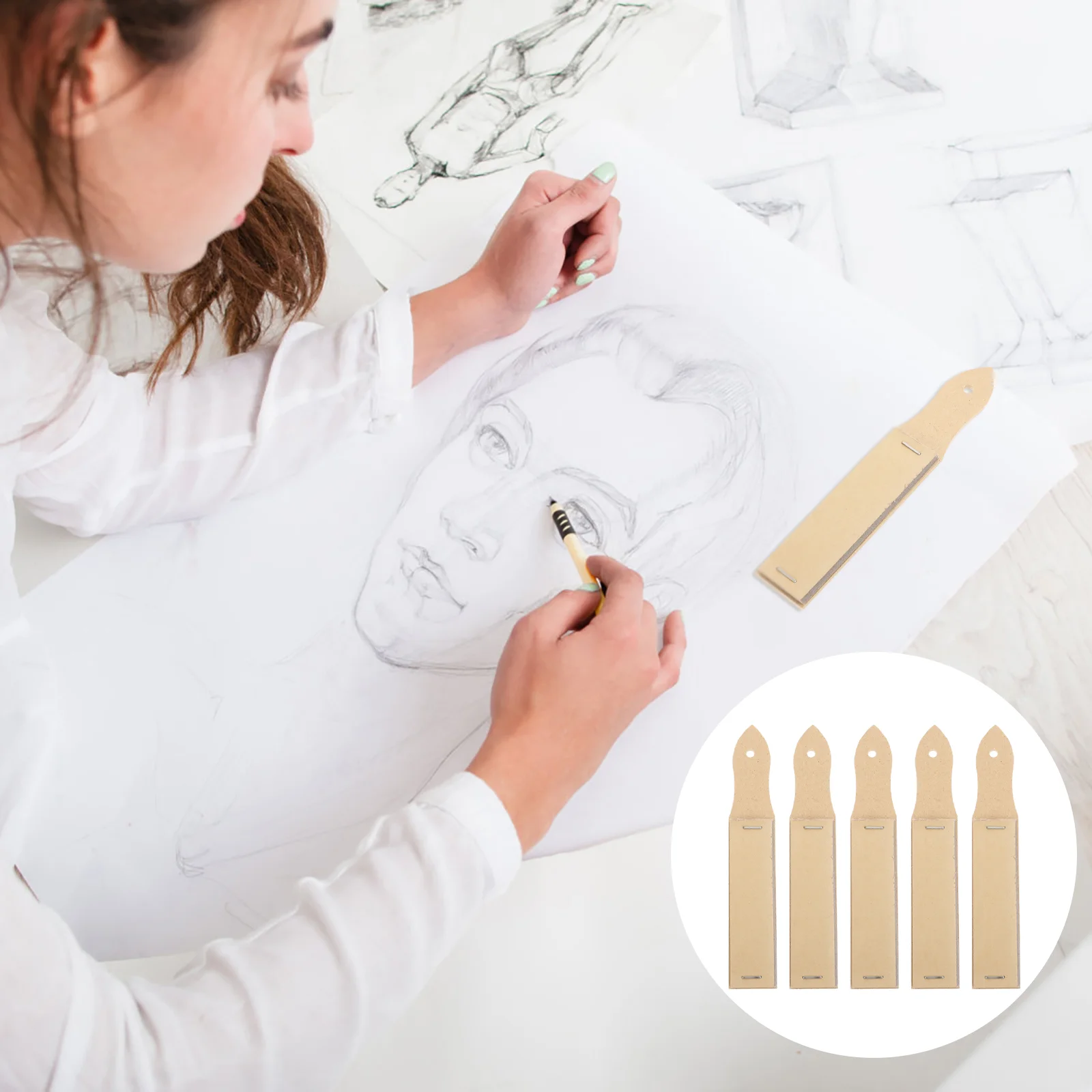 

5 Pcs Nib Sandpaper Board Artistic Supplies Drafting Pencils Pointer Tip Sharpening Tool Papers Polishing Student