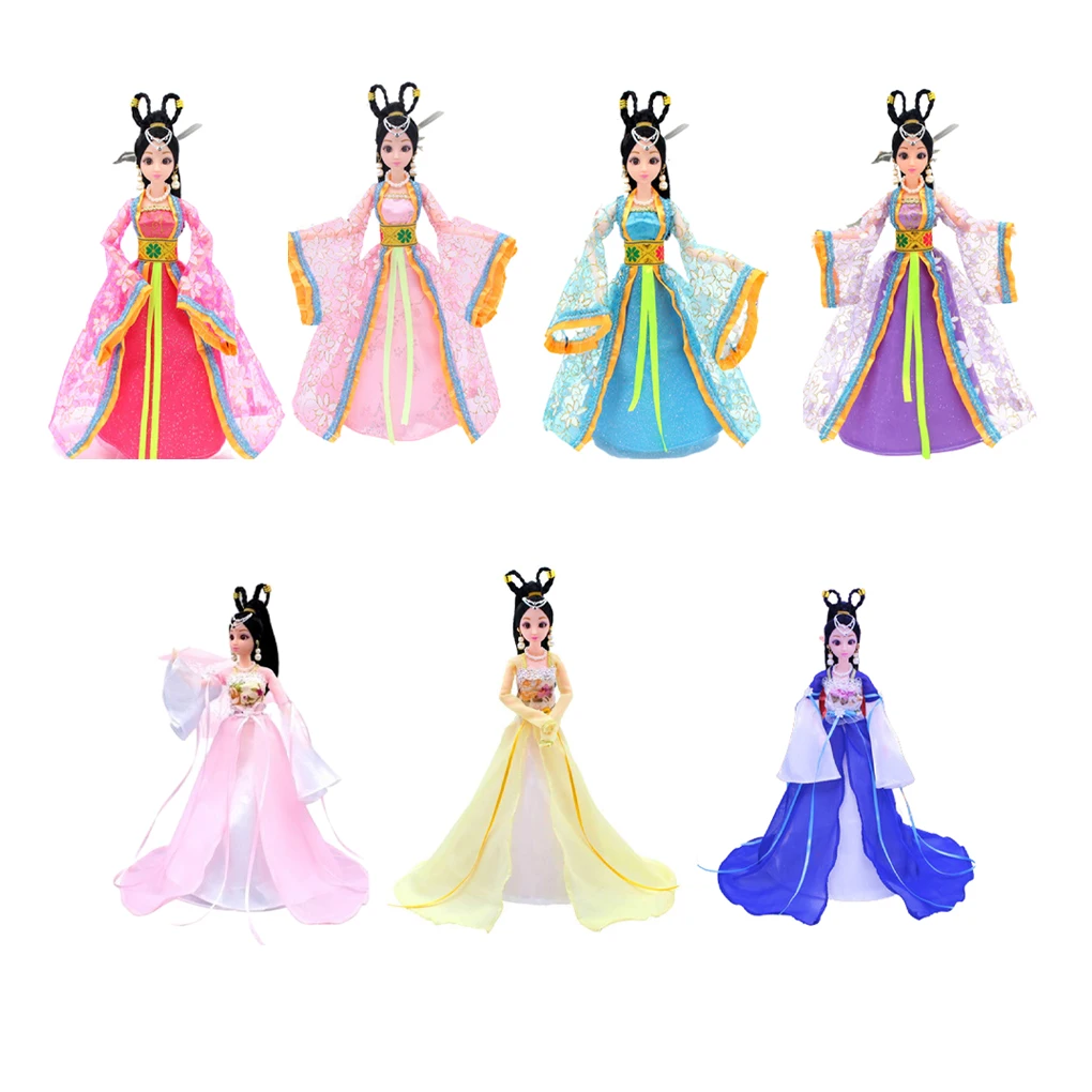 

Doll Artificial Chinese Ancient Court Women Toy Divine Exquisite Traditional Skirt Rag Baby Pearl Earrings Sleeve Soft