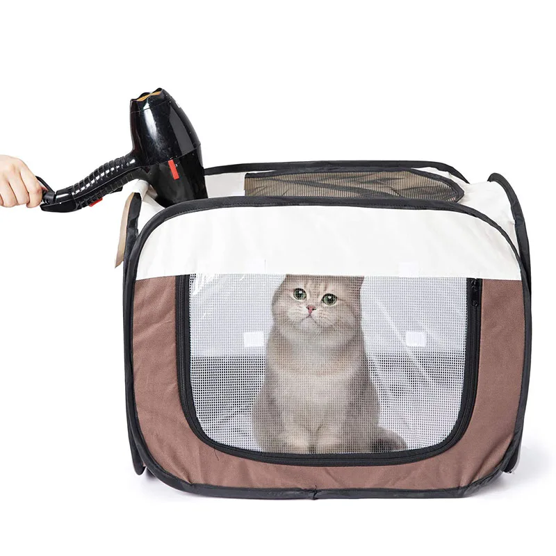 

VEITGO Portable Pet Hair Drying Box Foldable Dryer Cage Hands Free Puppy Grooming House Hair Clearing Travel Bags for Cat Dogs