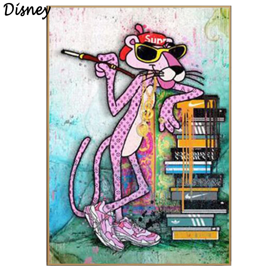 

Disney Diamond Painting 5D DIY Graffiti Poster Pop Art Pink Panther Embroidery Set Mosaic Art Hanging Home Decor Gift