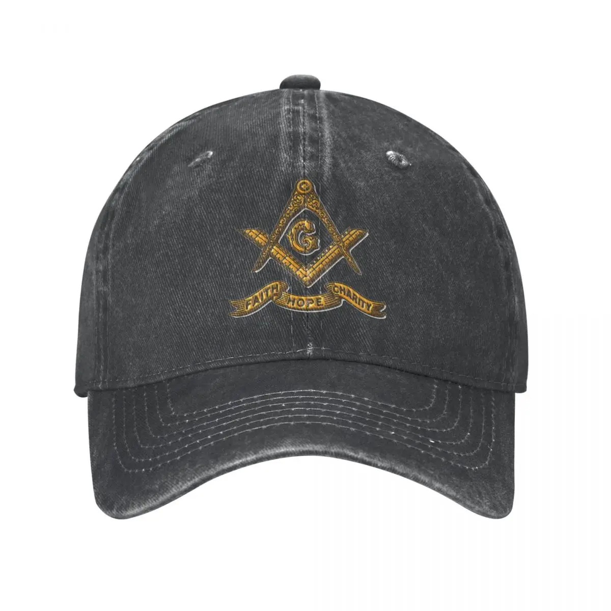 

2022 New Casual Washed Denim Freemasonry Faith Hope Charity Masonic Baseball Cap Men Women Summer Hats Casquette Gorras