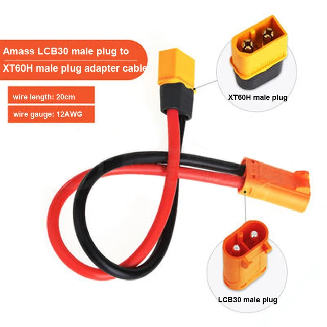 LCB30M to XT60M 20cm 12AWG cable adapter