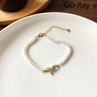 girls bowknot bracelets summer new fashion korean sweet pearl bracelets shining diamond inlaid women bracelet gifts jewelry245y