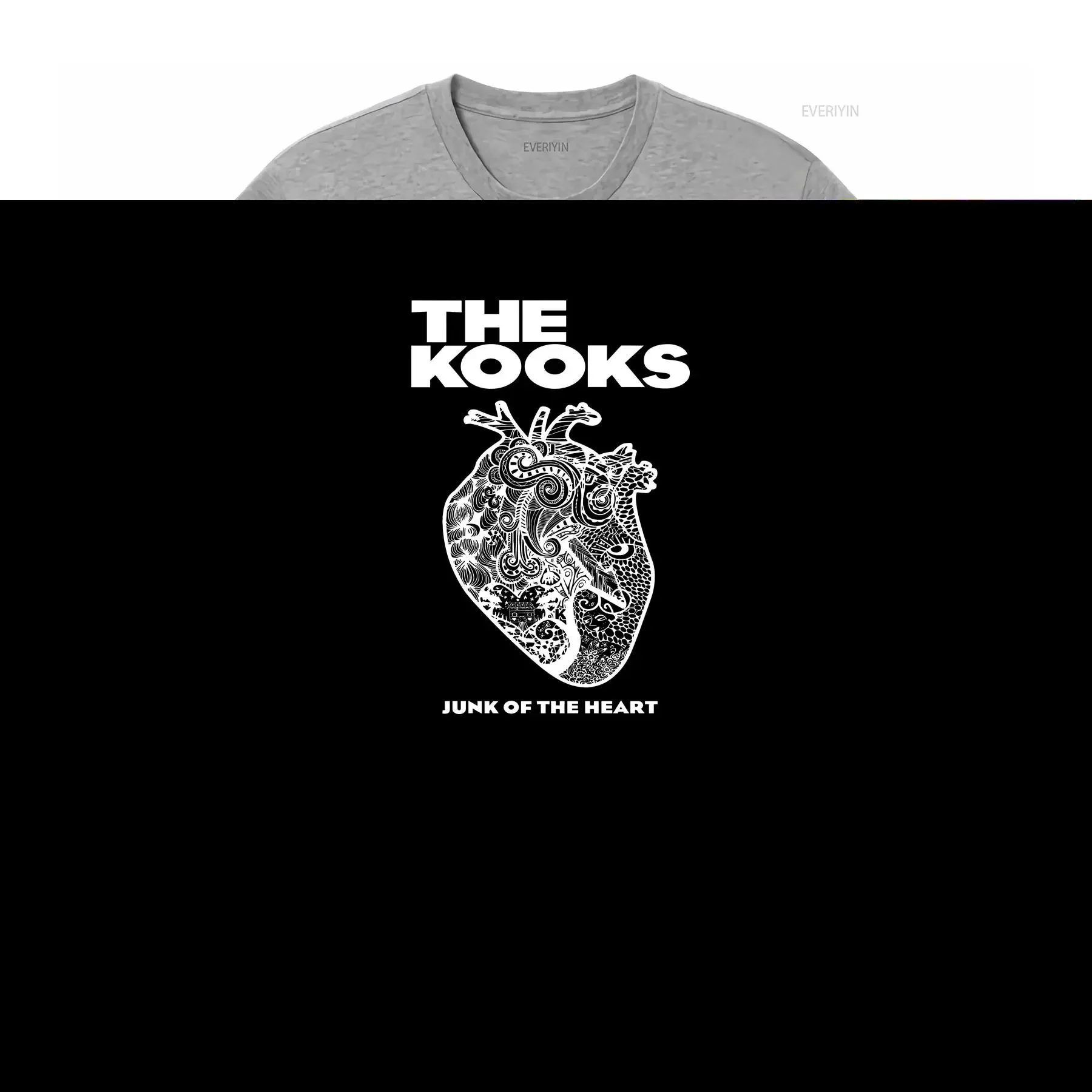 Фото НОВИНКА: Футболка The Kooks Band, хлопок, черная, все размеры, AR846, винтажная, с эффектом потертости, модная, эластичная, повседневная, дизайнерская одежда для мужчин, винтаж. №4