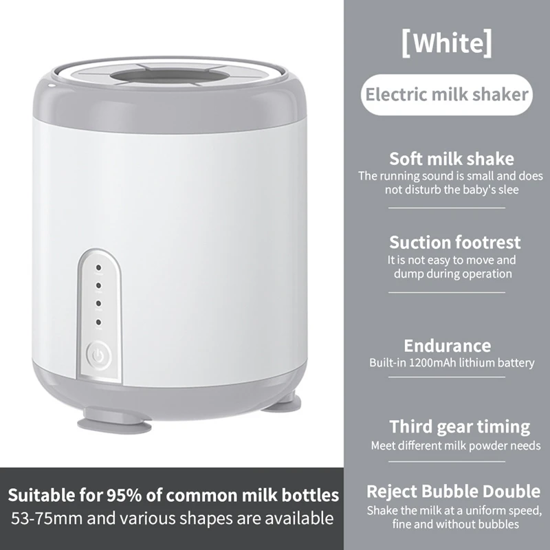

53-75Mm Electric Baby Milk Shaker 1200Mah Full-Automatic Three-Gear Adjustable Rechargeable Milk Bottle Milk Mixer